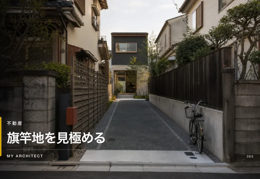旗竿地を購入する前の見極め方を示すMY ARCHITECTのアイキャッチ